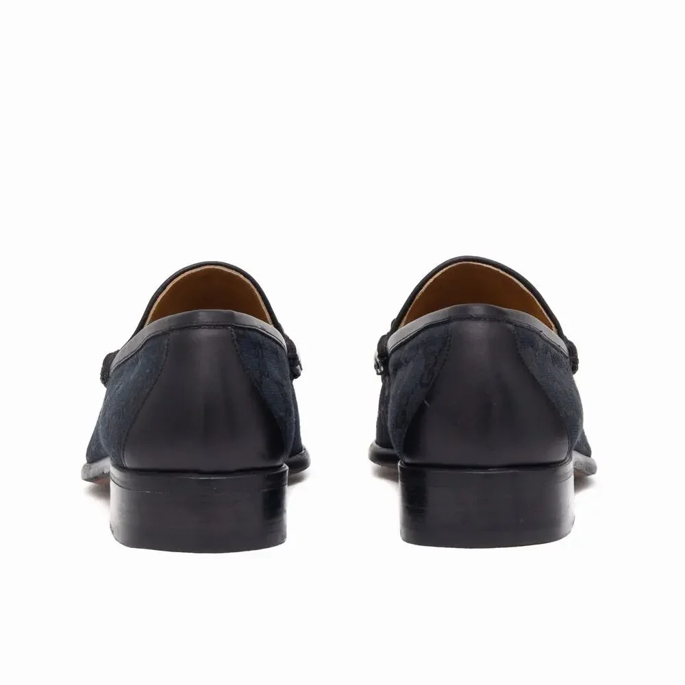 VTG GUCCI Tom Ford Era Black Canvas Monogram Horsebit Loafers EU 41 US 8 D